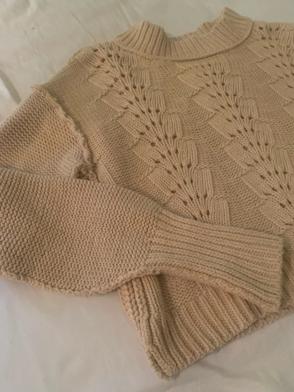 Free People Cropped Women's Pullover Sweater Bell Song Sandcastle Small